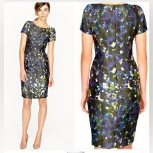 J Crew Lilian Dress in Nightshade Sheath with Silk and Wool Blend Size 4